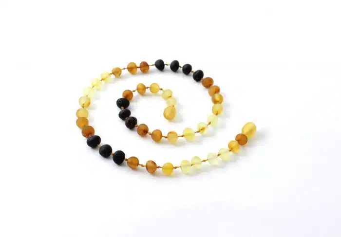 Barnsteen Peuterketting 32 cm - ongepolijst regenboog baroque amber - Afbeelding 2