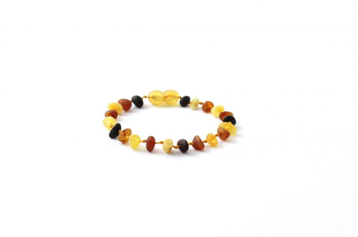 Barnsteen Baby Armband 14 cm - ongepolijst multicolor amber