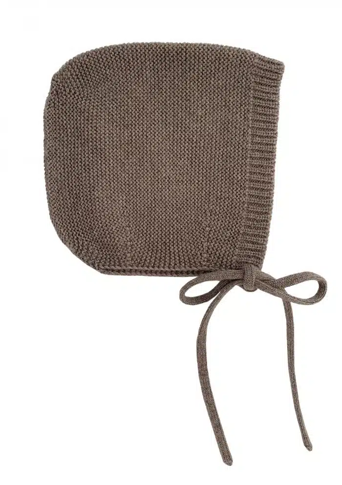 Hvid Merino Wol Strikmutsje/Bonnet Dolly - otter - Afbeelding 2