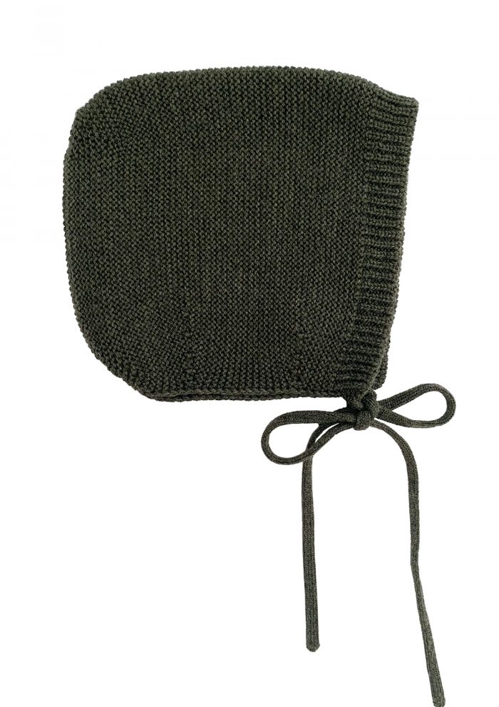 Hvid Merino Wol Strikmutsje/Bonnet Dolly - pine - Afbeelding 2