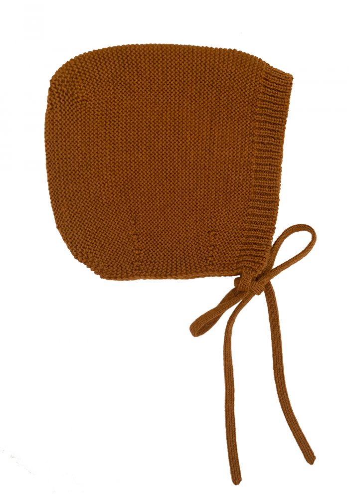 Hvid Merino Wol Strikmutsje/Bonnet Dolly - rust - Afbeelding 2
