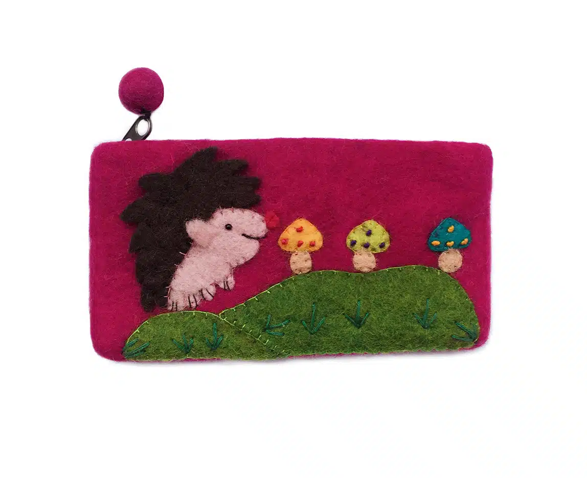 Gamcha Egel met Paddenstoeltjes Etui of Toilettasje - donkerroze