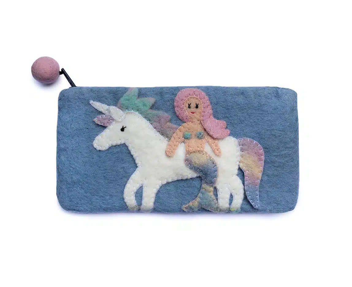 Gamcha Zeemeermin en Eenhoorn Etui of Toilettasje - lichtblauw