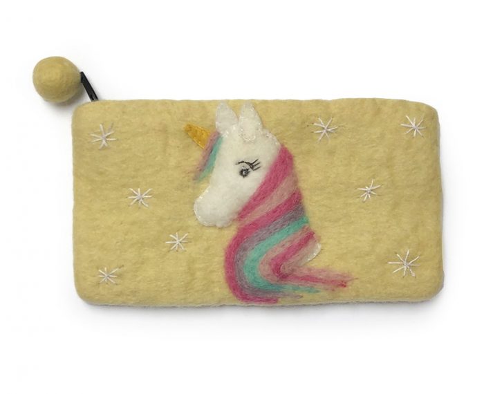 Gamcha Regenboog Eenhoorn Etui of Toilettasje - lichtgeel
