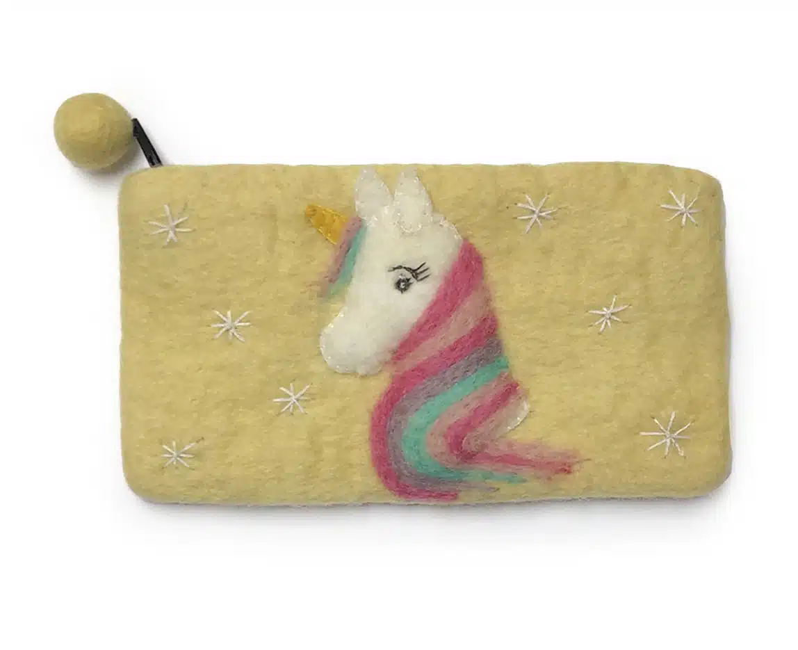 Gamcha Regenboog Eenhoorn Etui of Toilettasje - lichtgeel