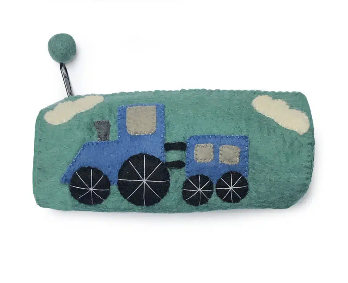 Gamcha Tractor Etui of Toilettasje (rond) - blauw/groen