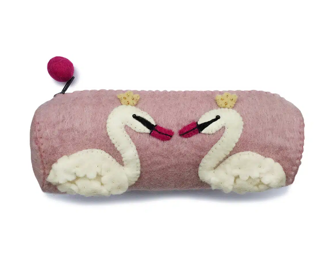 Gamcha Zwanen Etui of Toilettasje (rond) - lichtroze