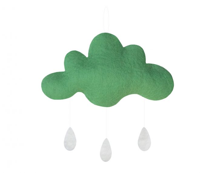 Gamcha Muurdecoratie Wolk (gevuld) met Regendruppels - felgroen