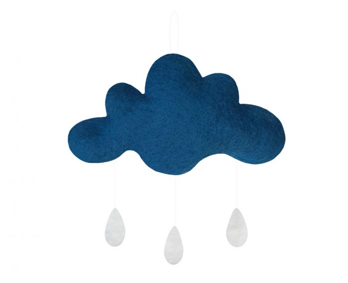 Gamcha Muurdecoratie Wolk (gevuld) met Regendruppels - donker turquoise - Afbeelding 2