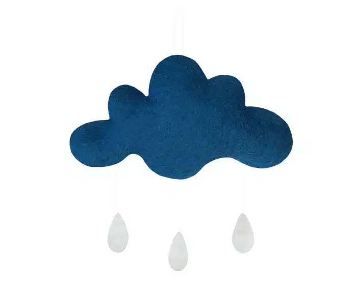 Gamcha Muurdecoratie Wolk (gevuld) met Regendruppels - donker turquoise - Afbeelding 2