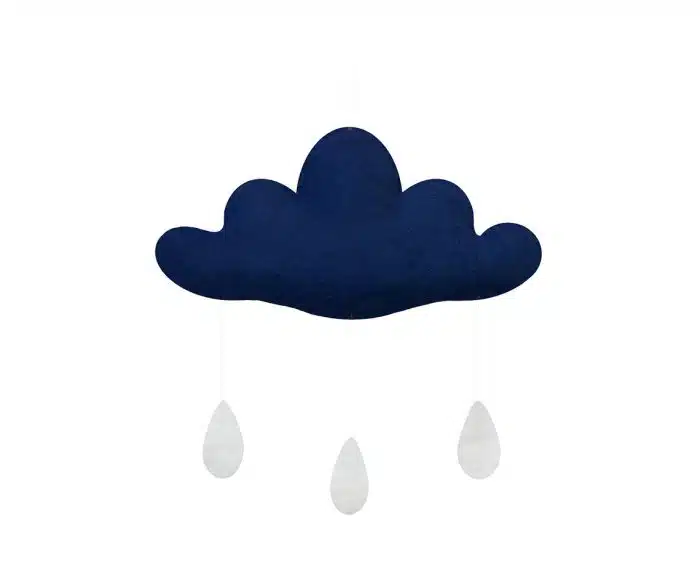 Gamcha Muurdecoratie Wolk (gevuld) met Regendruppels - donkerblauw