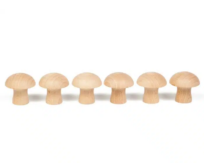 Grapat 6 Houten Paddenstoelen - onbewerkt hout