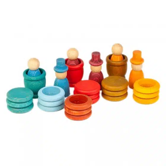 Grapat Houten Nins Poppetjes met Potjes en Schijven - Zomer