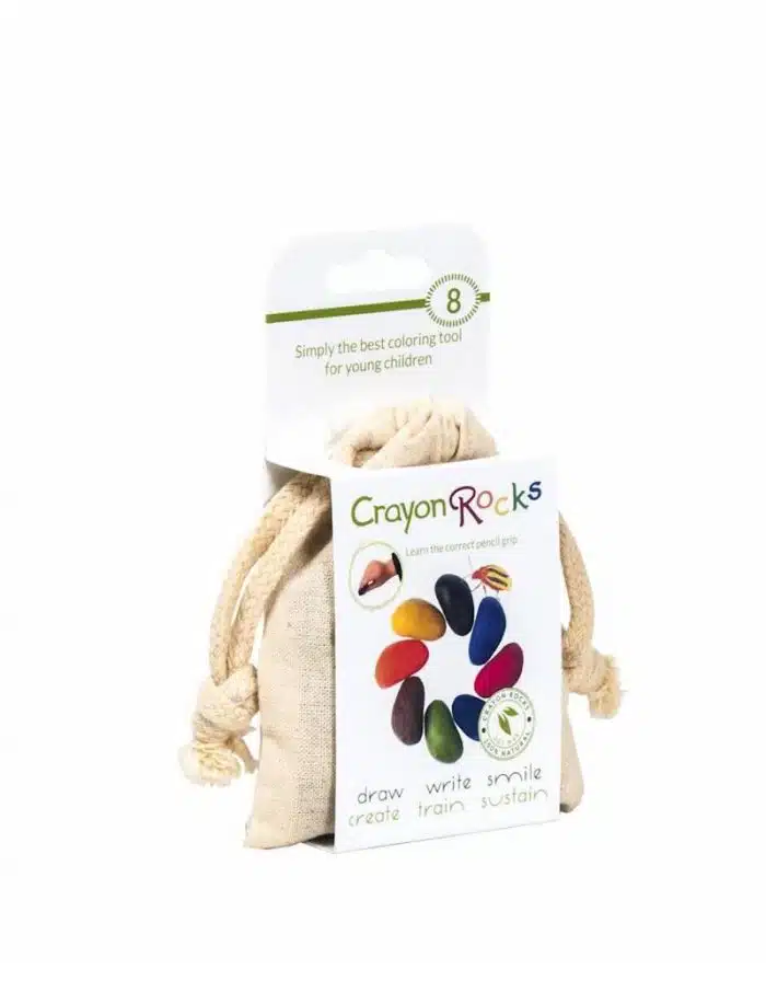 crayon rocks 8 krijtjes in katoenen mousseline zakje