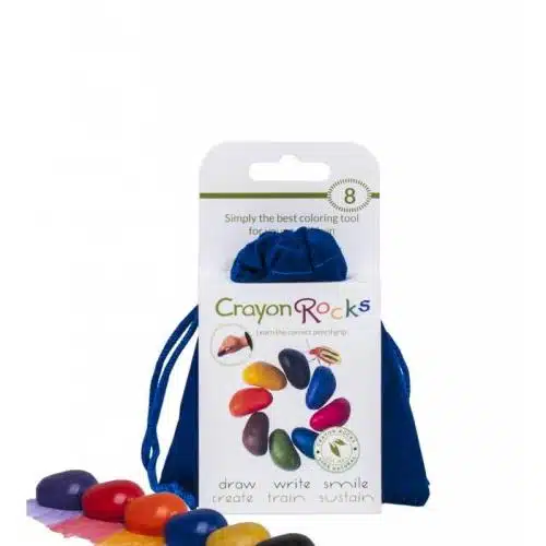 crayon rocks 8 krijtjes in blauw velvet zakje