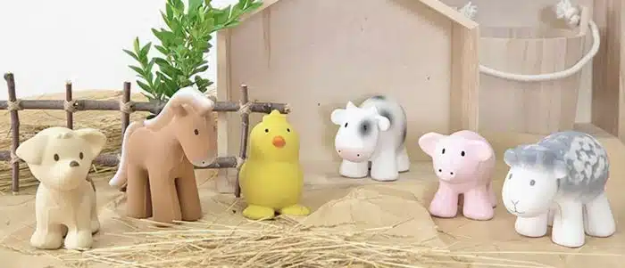 natural rubber farm animal toys
