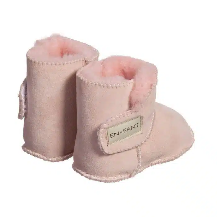 Enfant slofjes schapenleer roze