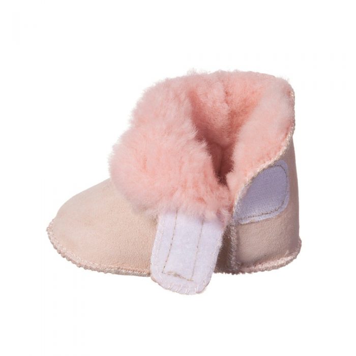 sheepskin bootee enfant pink