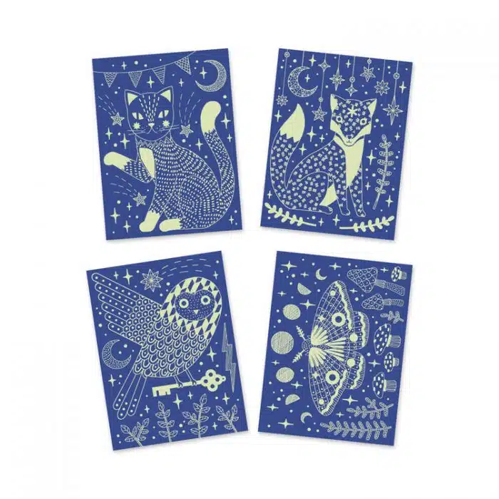 Djeco Glow In The Dark Scratch Cards - At Night