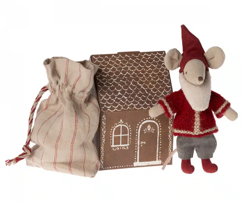 maileg kerst muis santa house bag