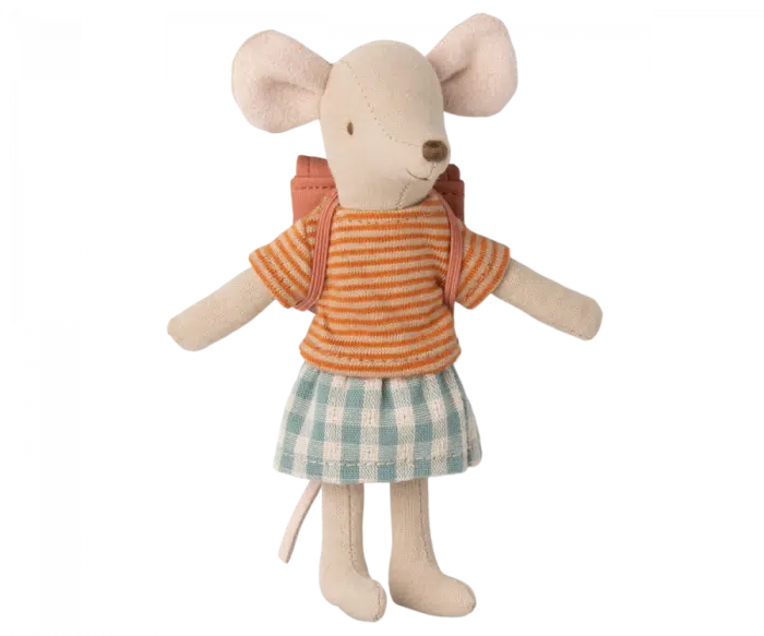 maileg driewieler muis met tas grote zus roze knuffel