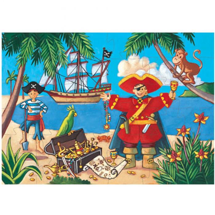 Djeco Silhouette Puzzel De Piraat en zijn Schat 36 pcs Kleine Planeet Kleine Planeet