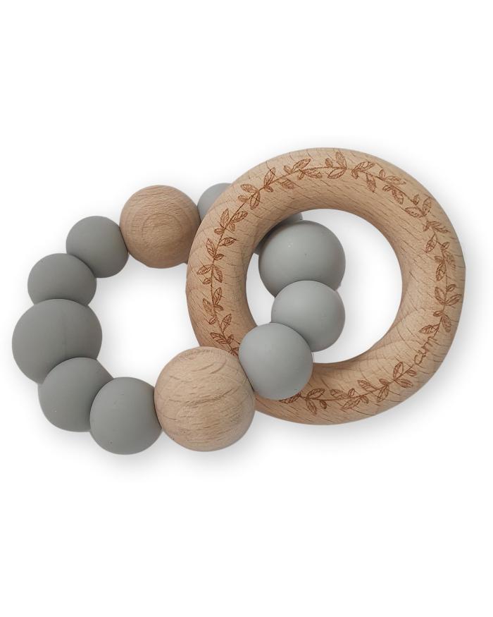Chewies Engraved Rattle Light Gray