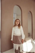 Two You Label - Two In One Teddy Skirt Teddy Beach And Taupe Velvet Rib