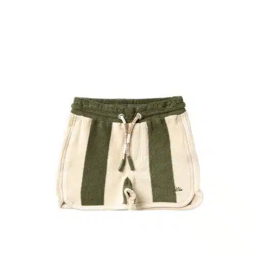 Bronze Green Wide Stripe Sporty Shorts Salted Stories