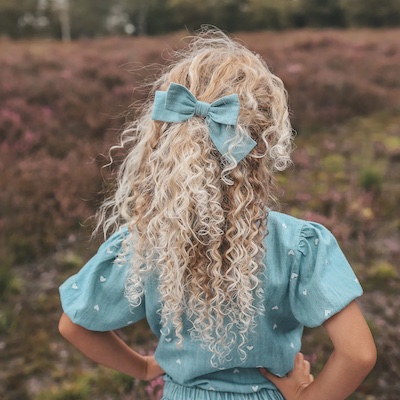 Slub Denim Bow Clip Light blue