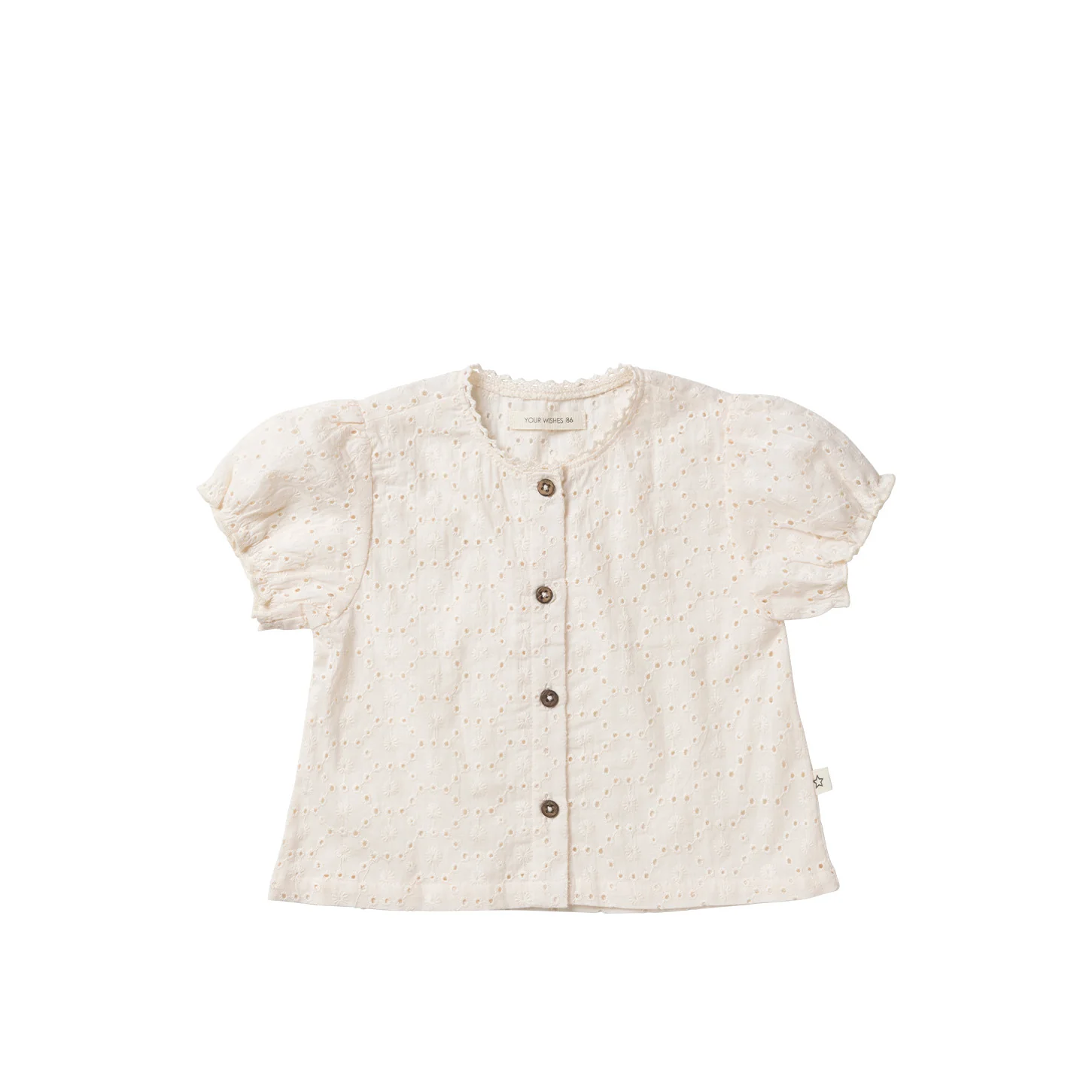 Your Wishes Schiffly | Puff Sleeve Blouse Ecru