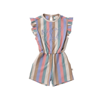 Your Wishes Multi Stripes Ruffle Playsuit