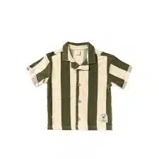 Salted Stories Wide Stripe Loose Shirt Bronze Green