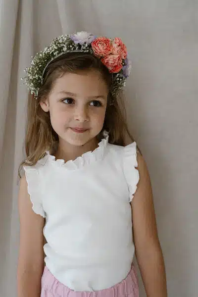 Navy Natural Ruffle top white rib