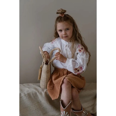Navy Natural Guusje blouse pink flower