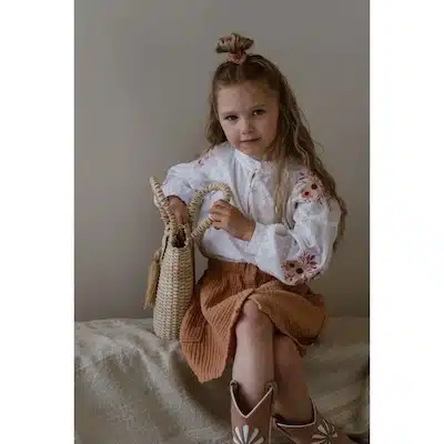 Navy Natural Guusje blouse pink flower