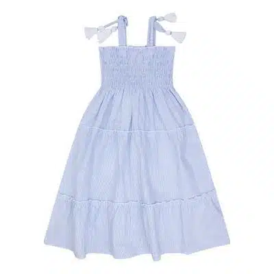 Navy Natural Ruffle dress blue stripe