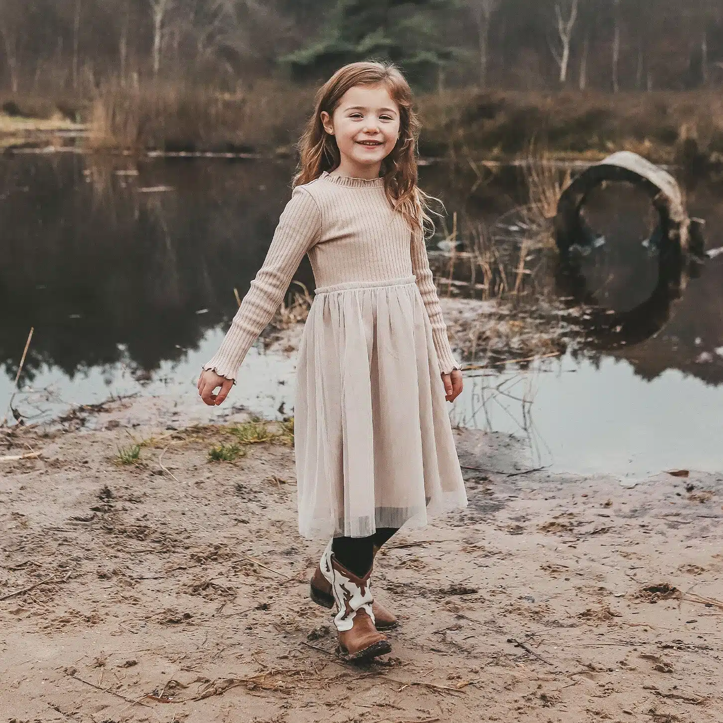 Your Wishes Rib Knit | Tule Dress - Oyster Gray - Afbeelding 2