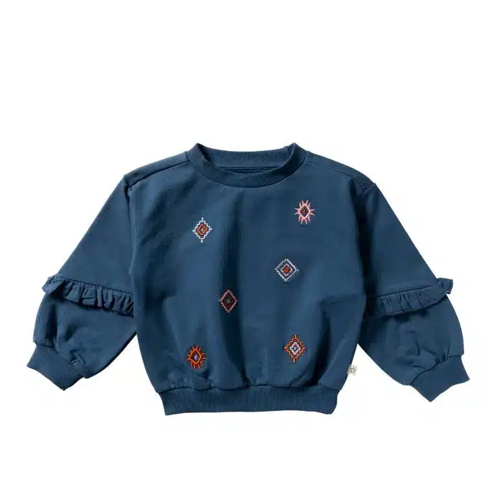 Your Wishes French Knit | Sleeve Ruffle Sweater - Blue Wing Tale