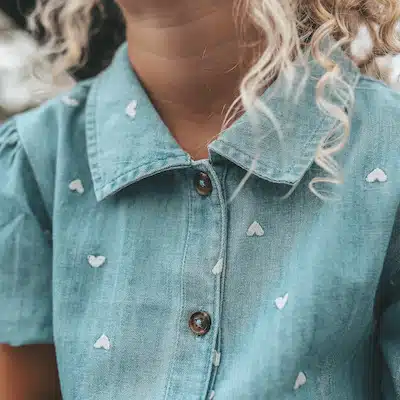 Your Wishes Slub Denim | Puff Sleeve Shirt Light Blue kinder mode