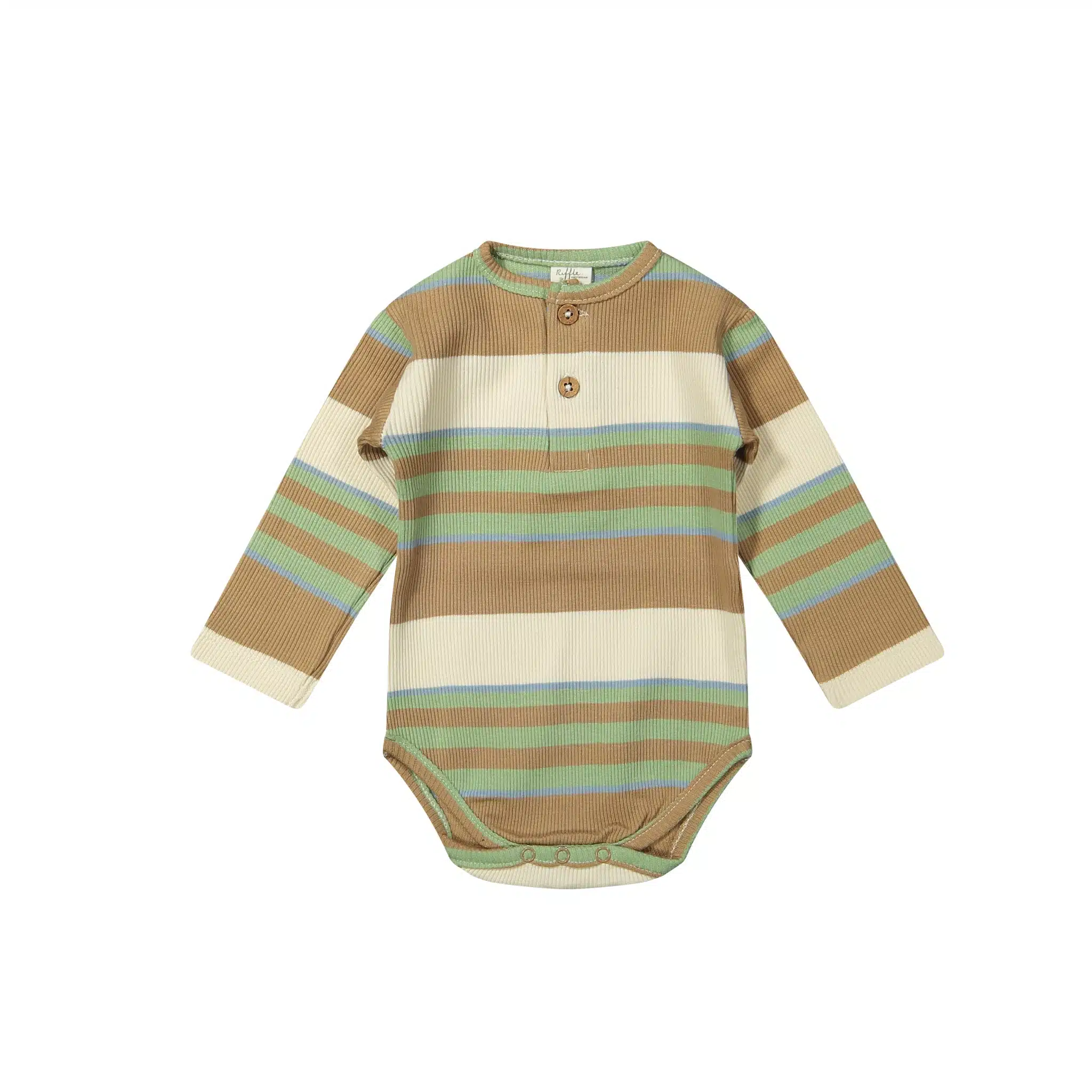 Riffle Romper Luke Lange Mouwen Derby Rib Stripe Green